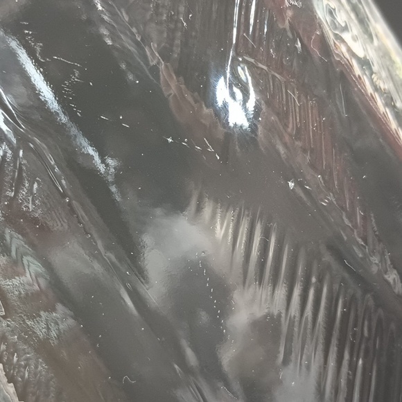 VTG Brody Co Flower Vase Textured Leaves Feathers 8017 C973 Clear Glass - Picture 7 of 8